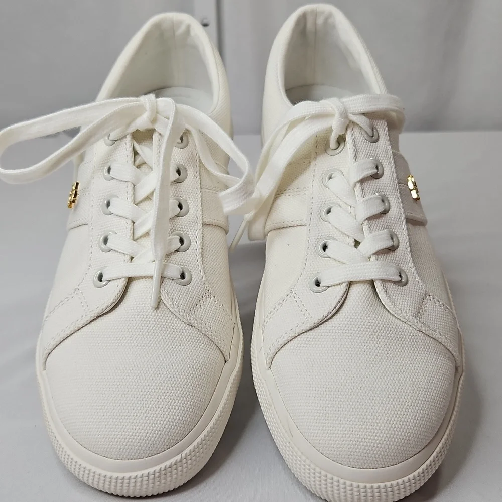 Ralph Lauren White Janson II Canvas Sneakers Size 8 NWT - Picture 4 of 8